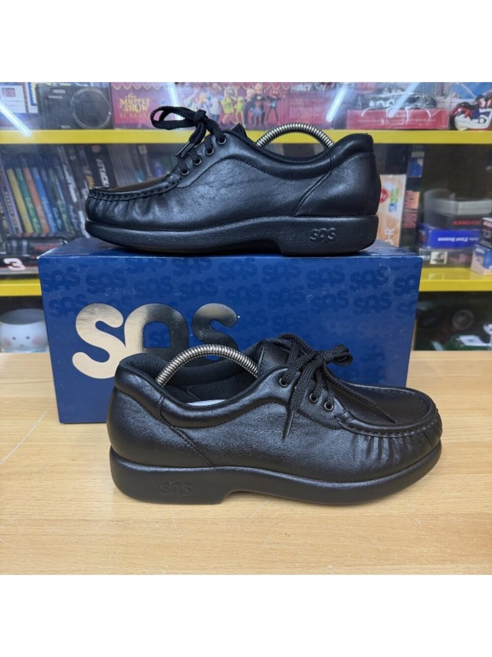 Sas Take Time Womens Size 7.5 Black Lace Up Walking Shoes NIB leather